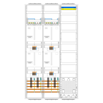 F-TRONIC Zählerschrank 3.HZ 4 Zählerplätze, Verteilerfeld, APZ, 1400mm